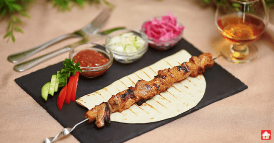 Seekh-Kebab-with-Seb-Pyaaz-ki-Chaat--grilling-process