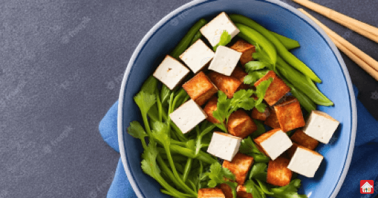 Green-Bean-Tofu-and-Salad-with-Peanut-Dressing--Top-salad-for-summer