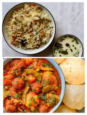 Combo (undhiyu(500gm)+puri(30 Pieces)+kadhi+pulav+salad And Papad) 3 Person