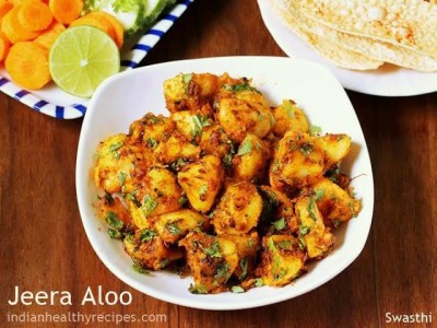 Jeera Aloo With  2 Parathas